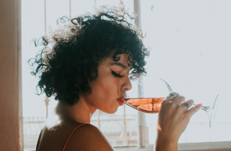 woman drinking wine alcohol