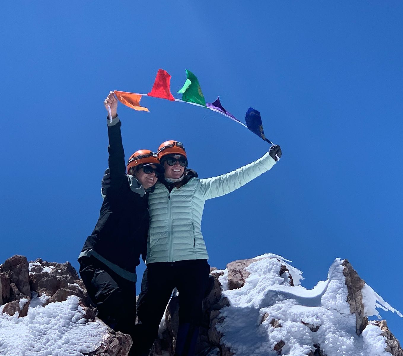 Bridget Vanoni and Kayla Field summit Mt Shasta Climb Against the Odds Breast Cancer Prevention Partners