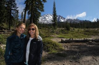 Bridget and Leslie Vanoni Mt. Shasta Background_Climb Against the Odds to prevent breast cancer