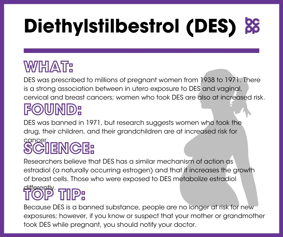 DES breast cancer prevention tip card infographic