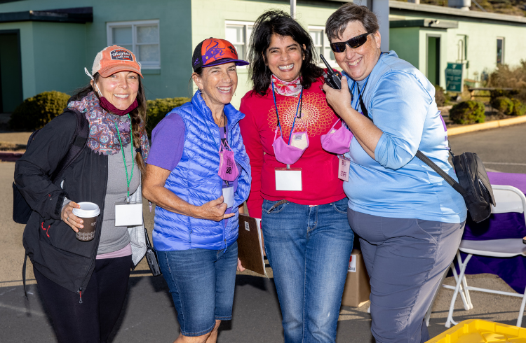 Dr Sharima Rasanayagam PhD BCPP Director of Science with Marie DeJournette Nancy Buermeyer and BCPP volunteer at Peak Hike for Prevention