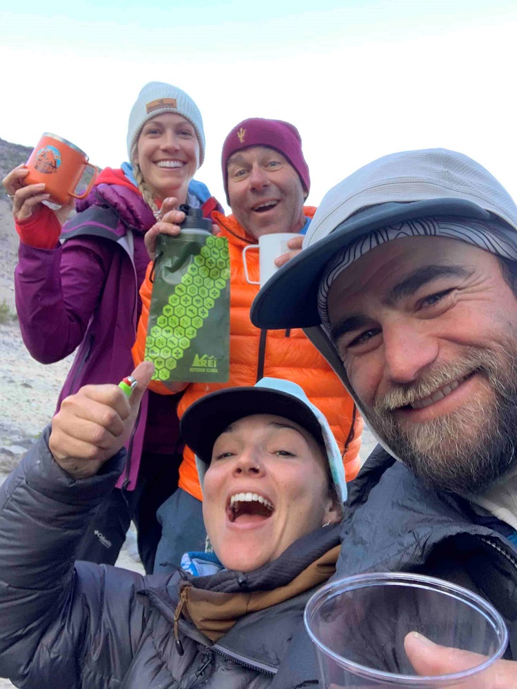 Back at Base Camp Patti and Andy with guides JC and Hope