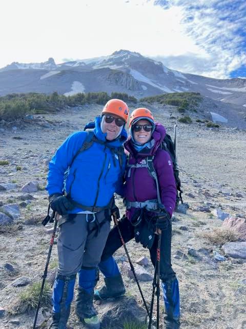 Patti Betts and Andy Hanshaw on Mount Shasta Climb Against the Odds 2022