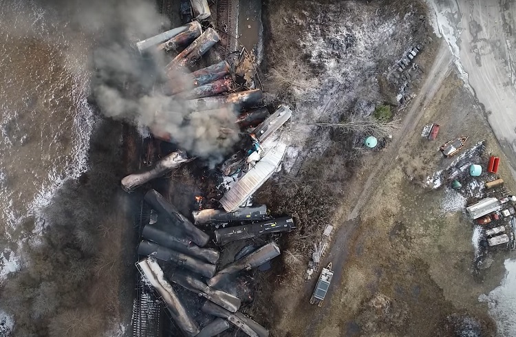 East Palestine Ohio pvc spill disaster train derailment