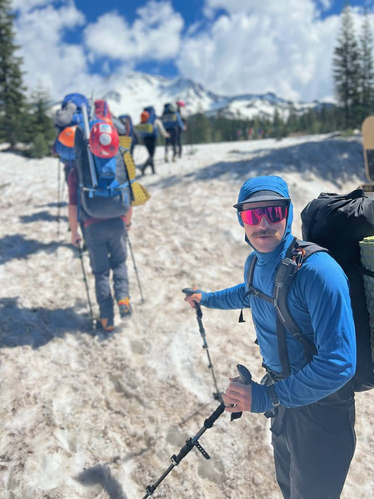 Climbers at gear check CAO 2023