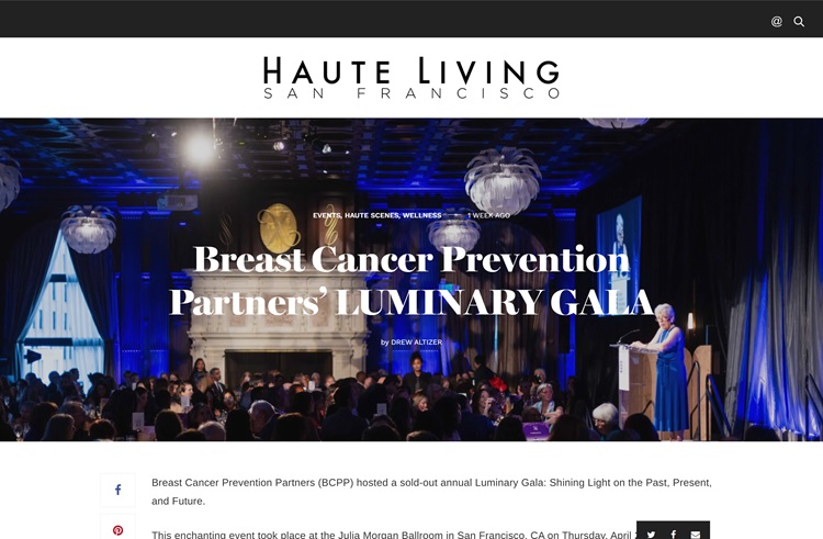 Haute Living Breast Cancer Prevention Partners' LUMINARY GALA