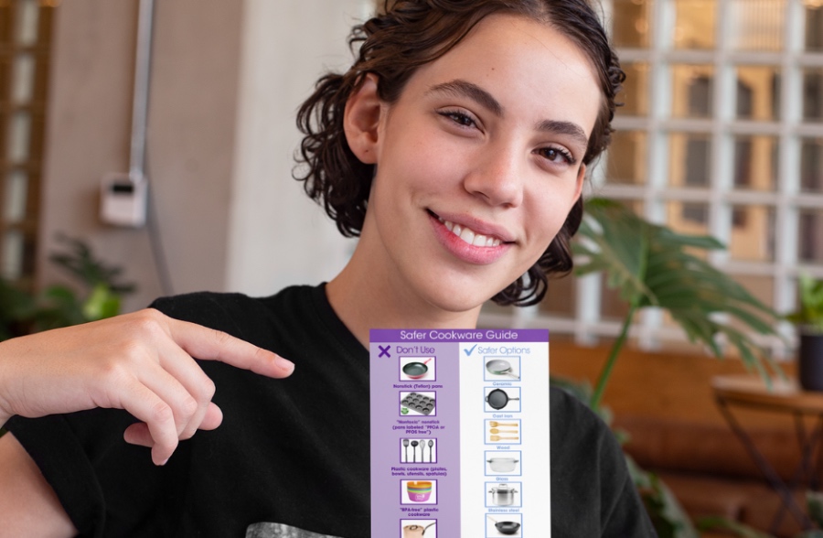 cookware guide girl holding